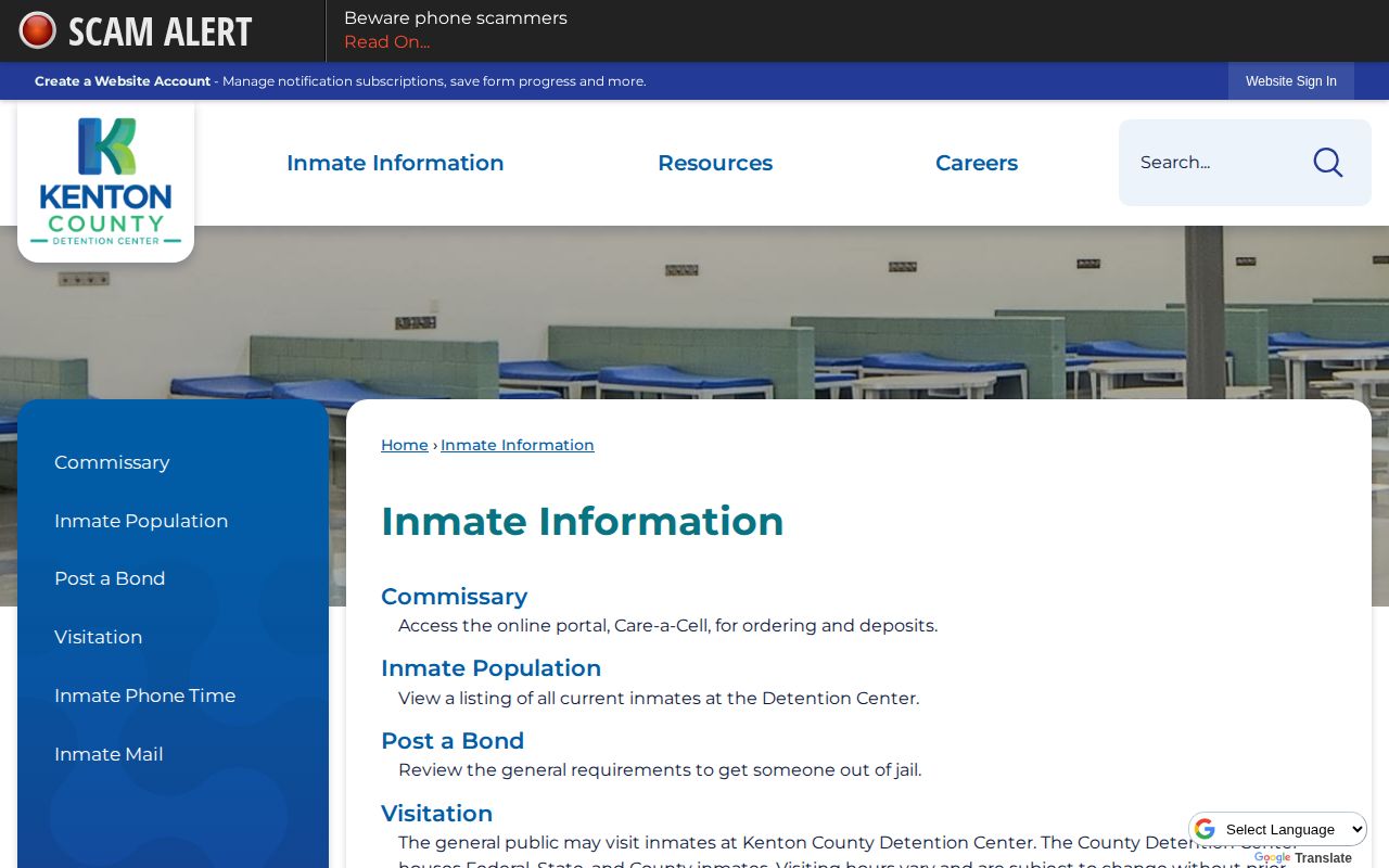 Kenton County Detention Center inmate and booking record source